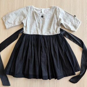 WELL DRESSED WOLF Black Surprise Dress Linen Neutral Boutique Size 4t